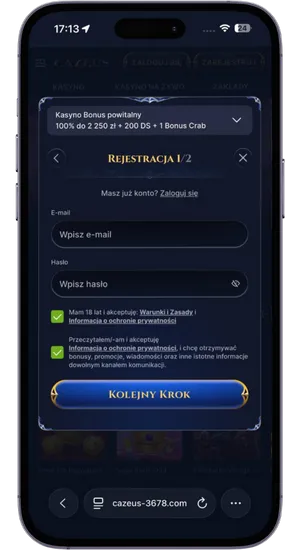 Rejestracja i wpłata w kasynie online